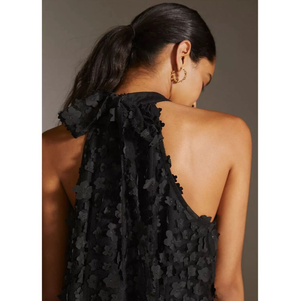 Anthropologie Black Halter Dress - Picture 2 of 12